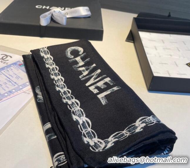 Most Popular Chanel Camellia Bloom Cashmere Long Scarf 110x200cm CH1123 Black 2023