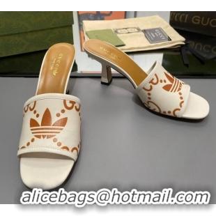 Buy New Cheap adidas x Gucci Leather Slide Sandals 7.5cm White 3020826