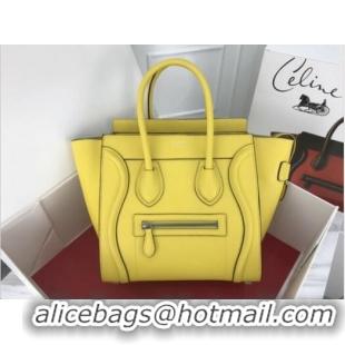 Top Grade Celine Luggage Micro Tote Bag Original Leather CLY33081M Lemon