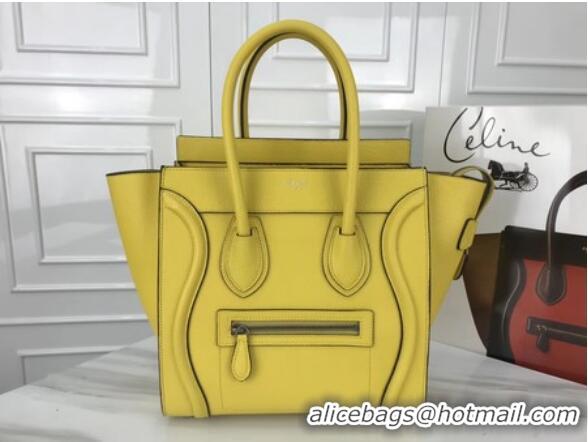 Top Grade Celine Luggage Micro Tote Bag Original Leather CLY33081M Lemon