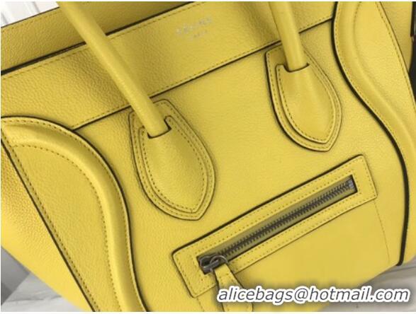 Top Grade Celine Luggage Micro Tote Bag Original Leather CLY33081M Lemon