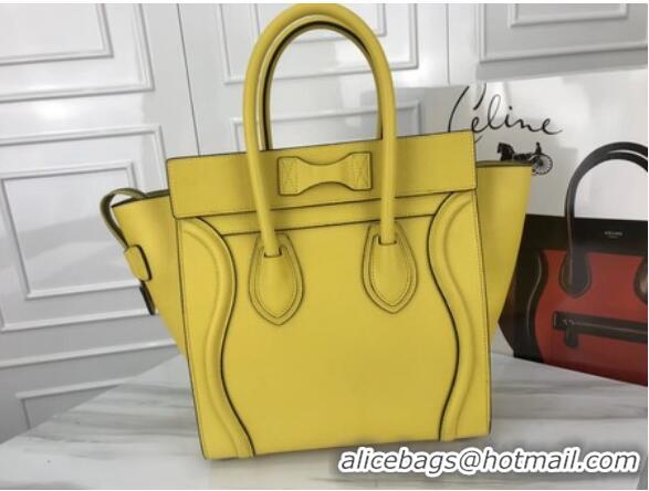 Top Grade Celine Luggage Micro Tote Bag Original Leather CLY33081M Lemon