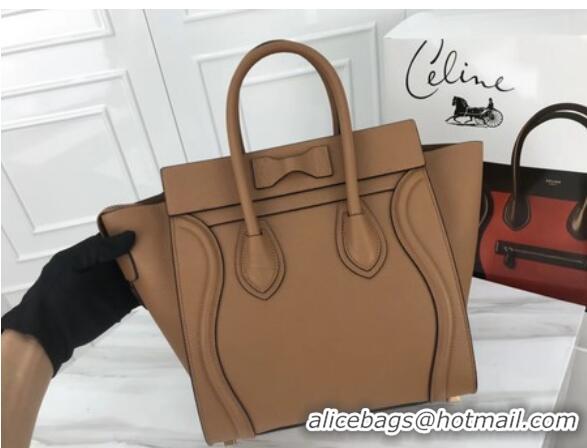 Unique Style Celine Luggage Micro Tote Bag Original Leather CLY33081M Apricot