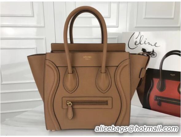 Unique Style Celine Luggage Micro Tote Bag Original Leather CLY33081M Apricot