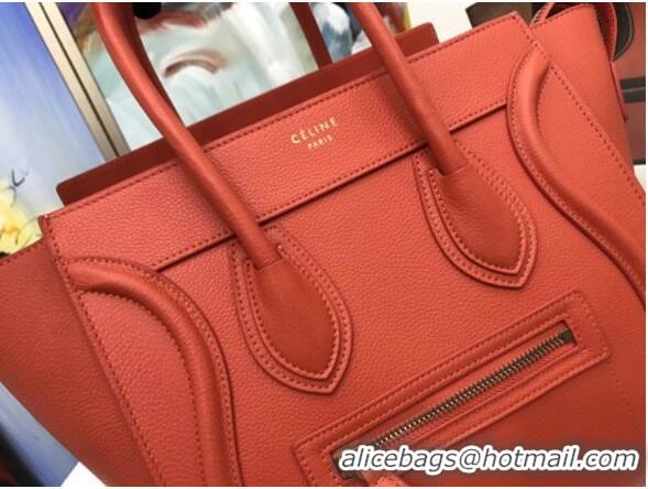 Top Quality Celine Luggage Micro Tote Bag Original Leather CLY33081M Orange