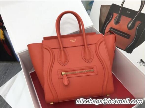 Top Quality Celine Luggage Micro Tote Bag Original Leather CLY33081M Orange