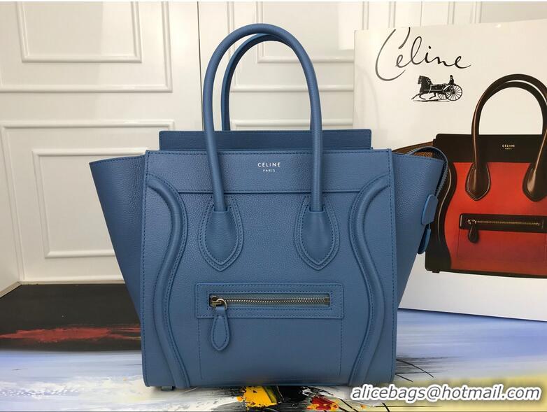 Free Shipping Discount Celine Luggage Micro Tote Bag Original Leather CLY33081M blue