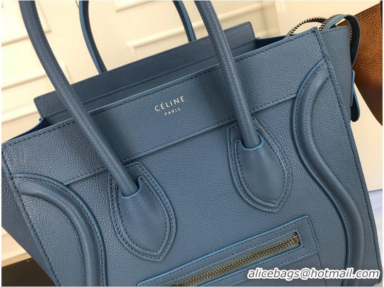 Free Shipping Discount Celine Luggage Micro Tote Bag Original Leather CLY33081M blue