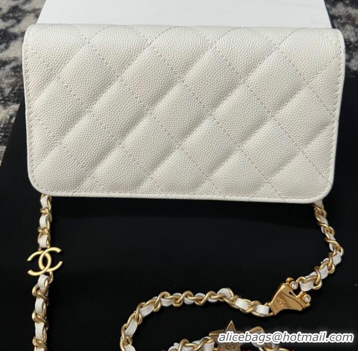 New Style Chanel FLAP PHONE HOLDER WITH CHAIN AP3696 white