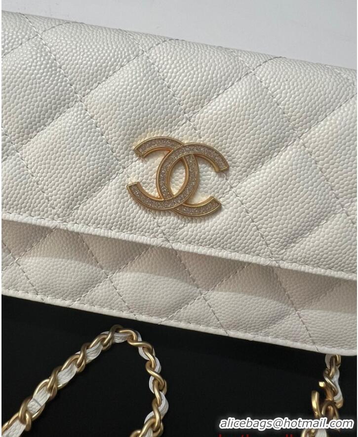 New Style Chanel FLAP PHONE HOLDER WITH CHAIN AP3696 white