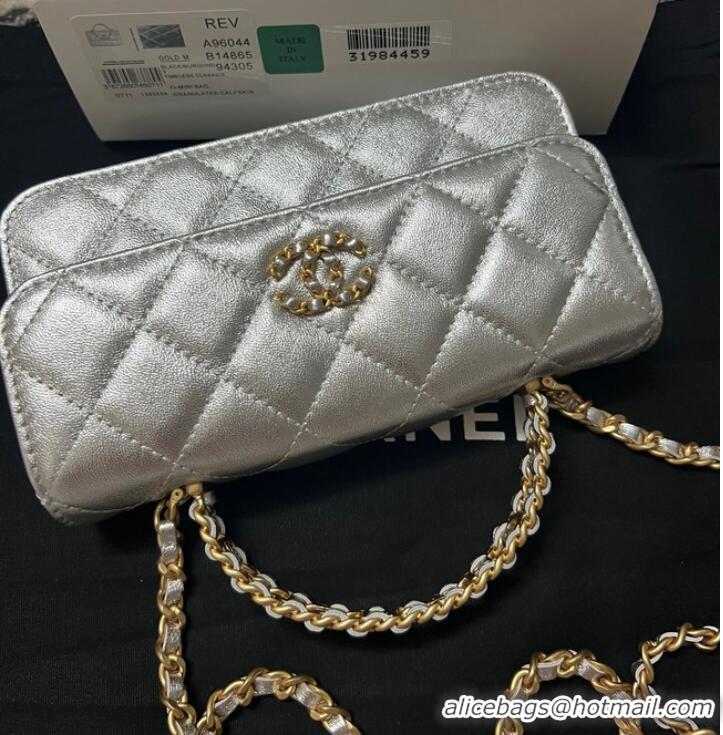 Buy Discount CHANEL FLAP PHONE HOLDER WITH CHAIN AP3575 Silver