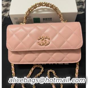 Shop Promotional CHANEL FLAP PHONE HOLDER WITH CHAIN AP3575 pink