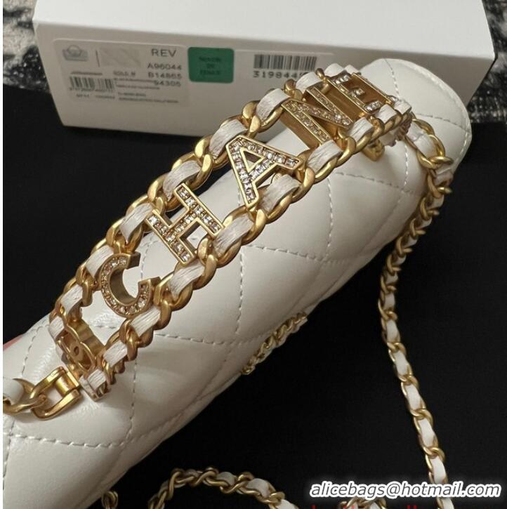 Top Quality CHANEL FLAP PHONE HOLDER WITH CHAIN AP3575 White