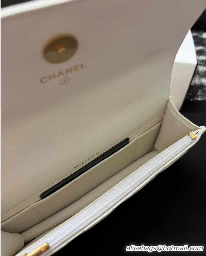 Top Quality CHANEL FLAP PHONE HOLDER WITH CHAIN AP3575 White