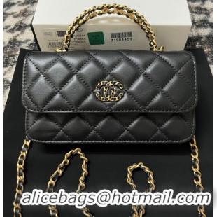 Unique Style CHANEL FLAP PHONE HOLDER WITH CHAIN AP3575 Black