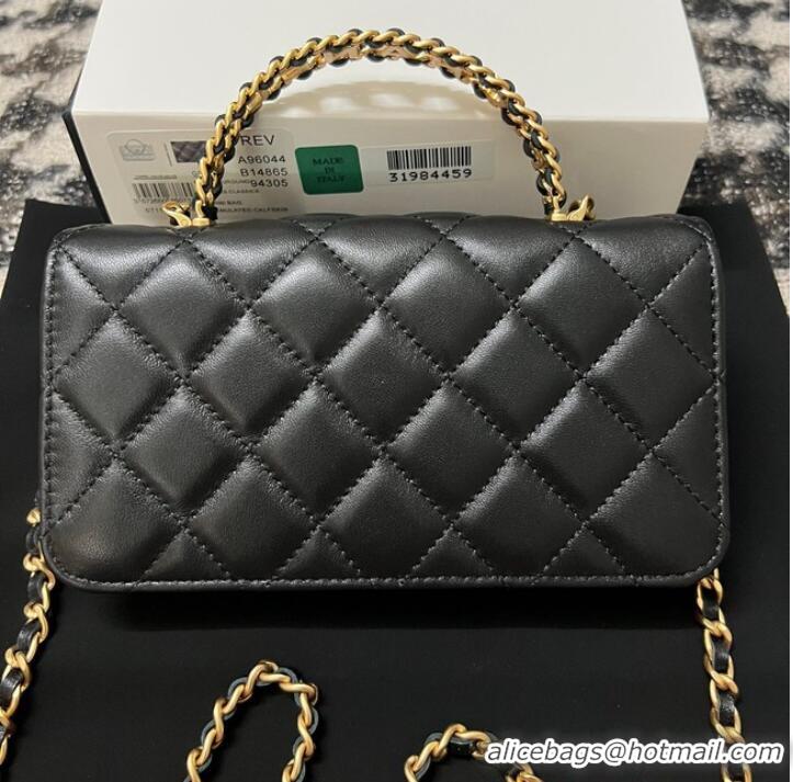 Unique Style CHANEL FLAP PHONE HOLDER WITH CHAIN AP3575 Black