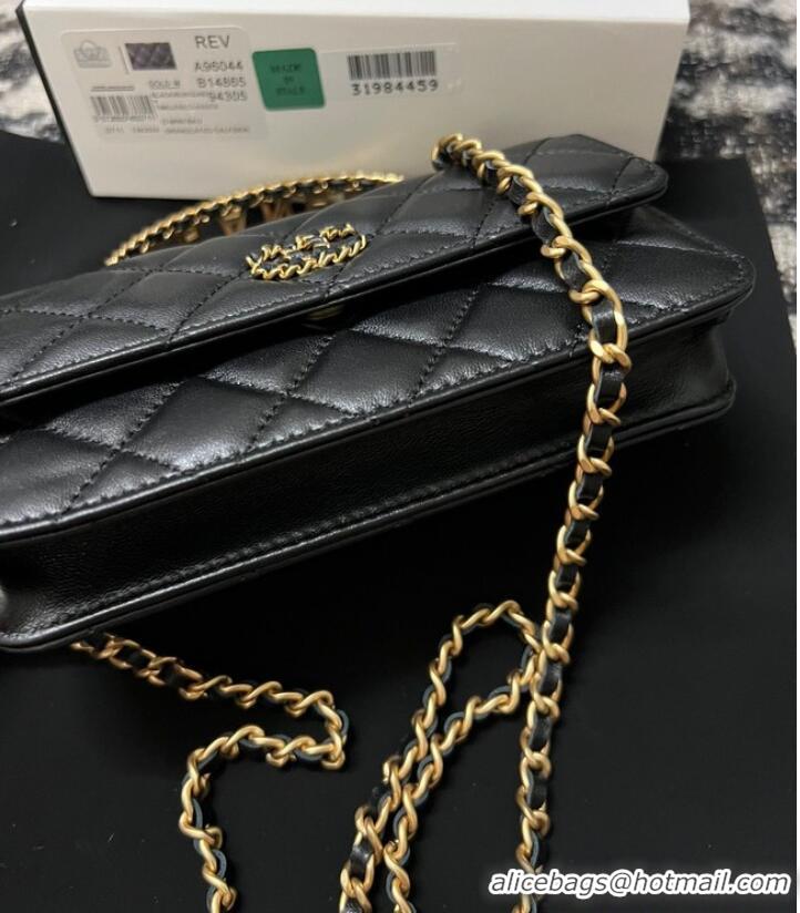 Unique Style CHANEL FLAP PHONE HOLDER WITH CHAIN AP3575 Black