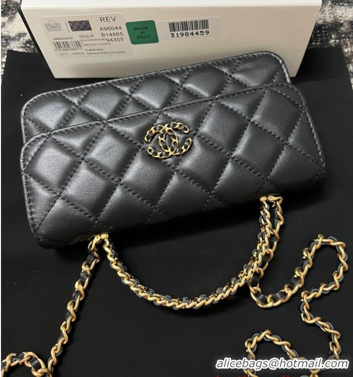 Unique Style CHANEL FLAP PHONE HOLDER WITH CHAIN AP3575 Black