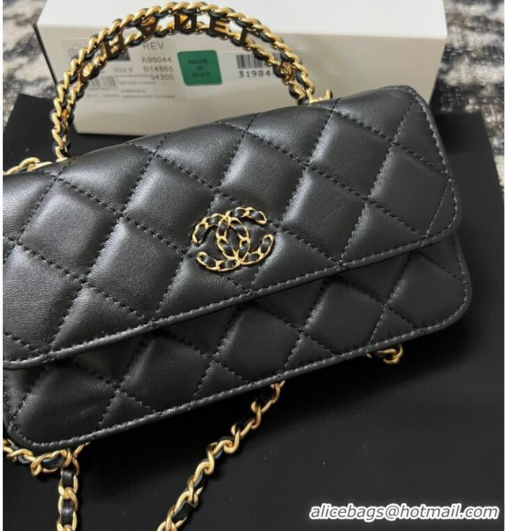 Unique Style CHANEL FLAP PHONE HOLDER WITH CHAIN AP3575 Black