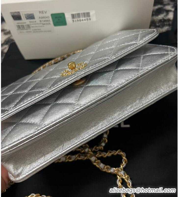 Super Quality CHANEL FLAP PHONE HOLDER WITH CHAIN AP3566 Silver