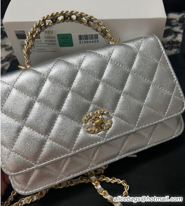 Super Quality CHANEL FLAP PHONE HOLDER WITH CHAIN AP3566 Silver