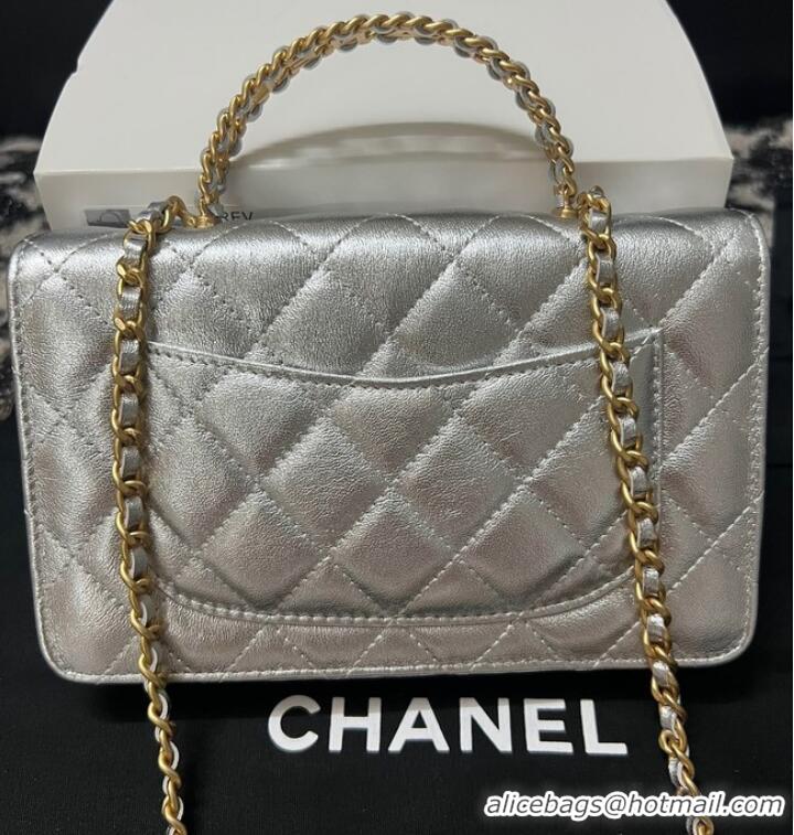 Super Quality CHANEL FLAP PHONE HOLDER WITH CHAIN AP3566 Silver