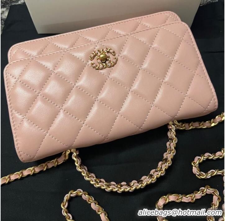 Unique Discount CHANEL FLAP PHONE HOLDER WITH CHAIN AP3566 pink