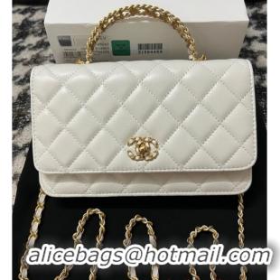 Most Popular CHANEL FLAP PHONE HOLDER WITH CHAIN AP3566 white