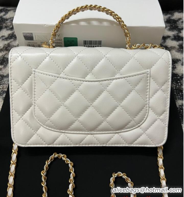 Most Popular CHANEL FLAP PHONE HOLDER WITH CHAIN AP3566 white