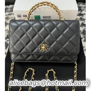 Shop Best CHANEL FLAP PHONE HOLDER WITH CHAIN AP3566 Black