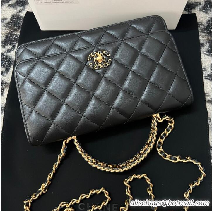 Shop Best CHANEL FLAP PHONE HOLDER WITH CHAIN AP3566 Black