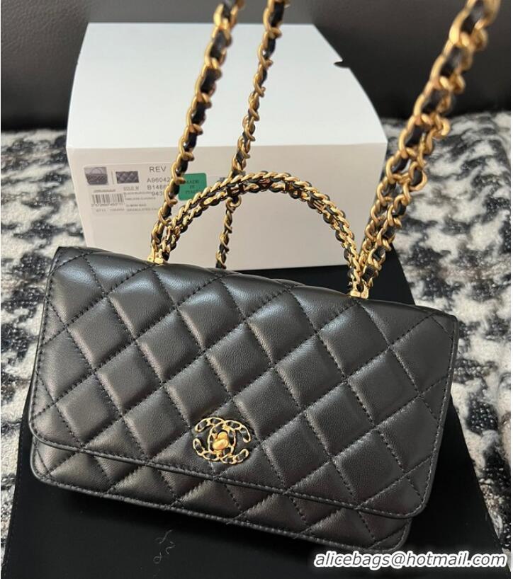 Shop Best CHANEL FLAP PHONE HOLDER WITH CHAIN AP3566 Black