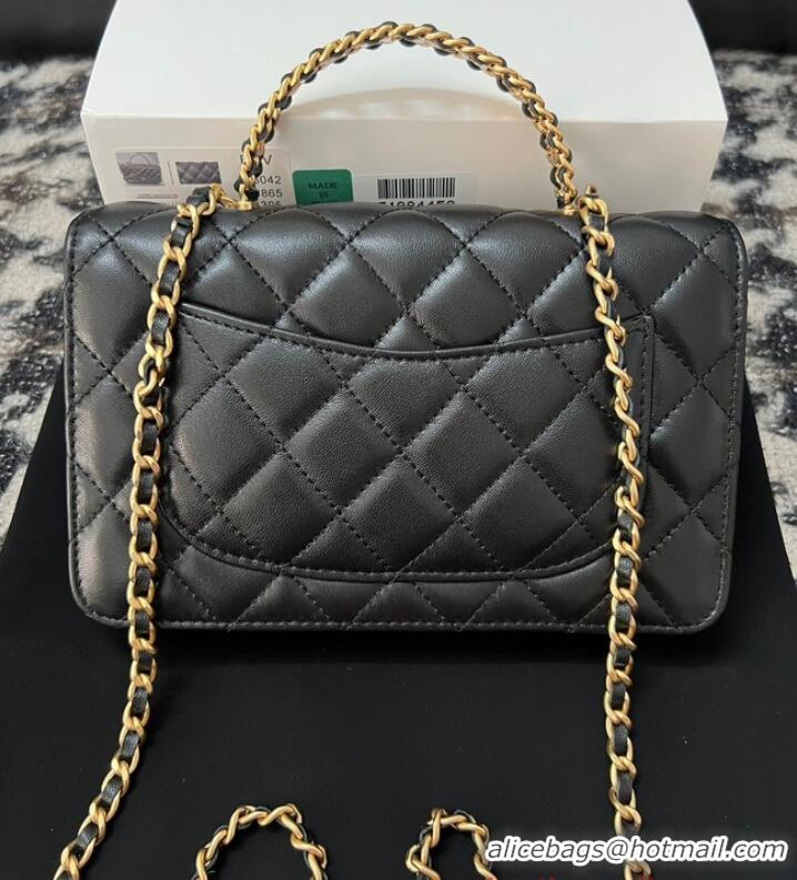 Shop Best CHANEL FLAP PHONE HOLDER WITH CHAIN AP3566 Black