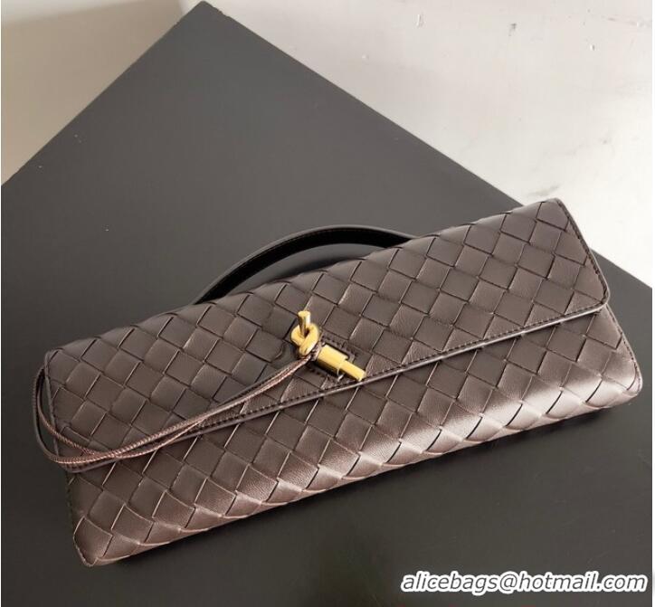 Luxurious Bottega Veneta Long Clutch Andiamo With Handle 741511 Fondant