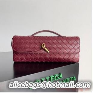 Best Discount Bottega Veneta Long Clutch Andiamo With Handle 741511 Barolo