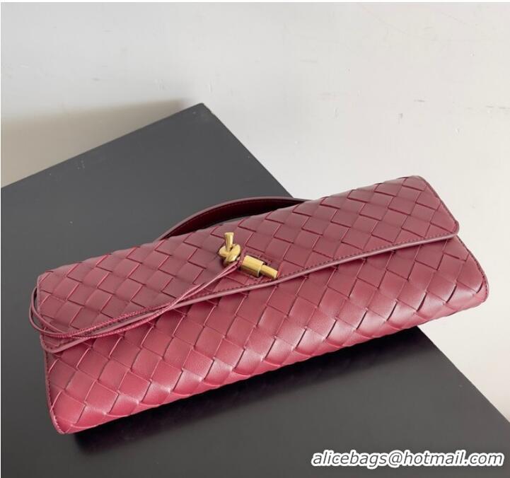 Best Discount Bottega Veneta Long Clutch Andiamo With Handle 741511 Barolo