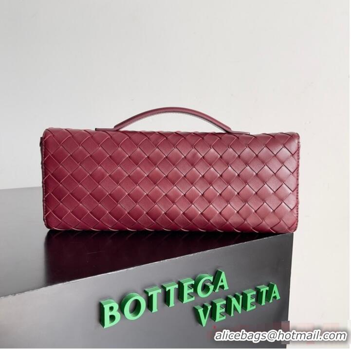 Best Discount Bottega Veneta Long Clutch Andiamo With Handle 741511 Barolo