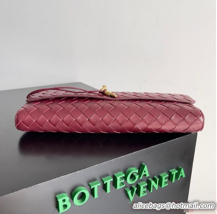 Best Discount Bottega Veneta Long Clutch Andiamo With Handle 741511 Barolo