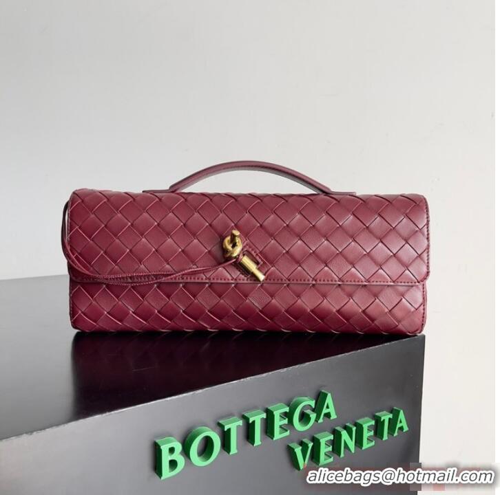 Best Discount Bottega Veneta Long Clutch Andiamo With Handle 741511 Barolo