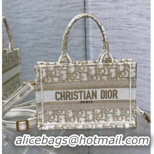 Reasonable Price MINI DIOR BOOK TOTE WITH STRAP Gold-Tone Dior Oblique Embroidery S5573CTQ