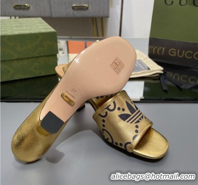 Best Price adidas x Gucci Leather Slide Sandals 7.5cm Gold 020829