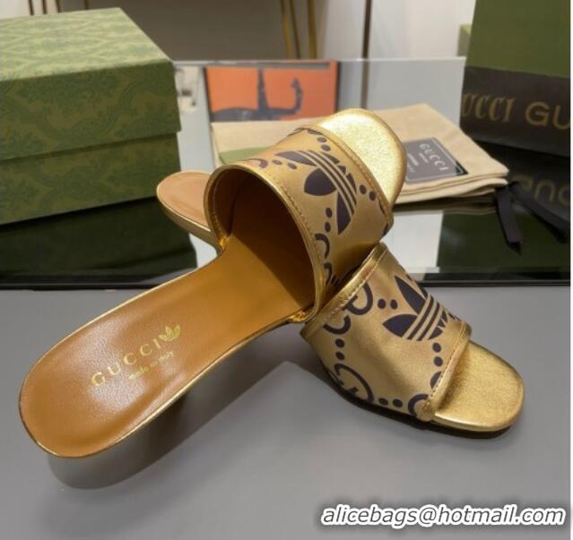 Best Price adidas x Gucci Leather Slide Sandals 7.5cm Gold 020829