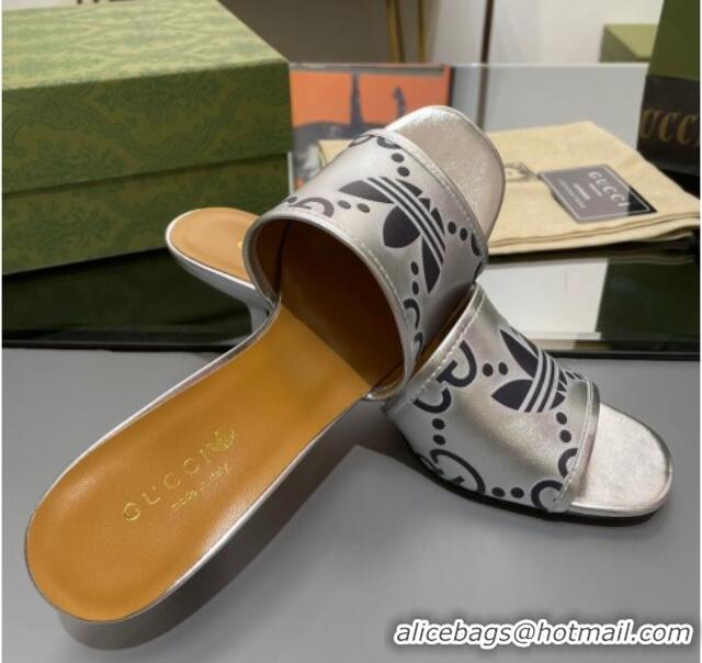 Trendy Design adidas x Gucci Leather Slide Sandals 7.5cm Silver 3020830