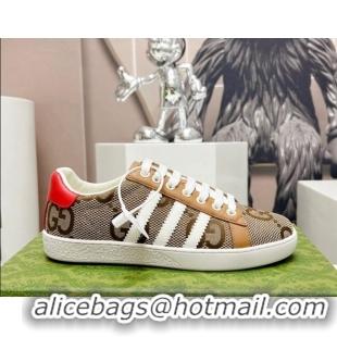 Good Quality Gucci x Adidas Gazelle Maxi-GG Canvas Sneakers Camel 406040