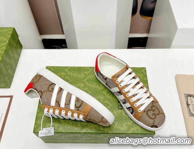 Good Quality Gucci x Adidas Gazelle Maxi-GG Canvas Sneakers Camel 406040