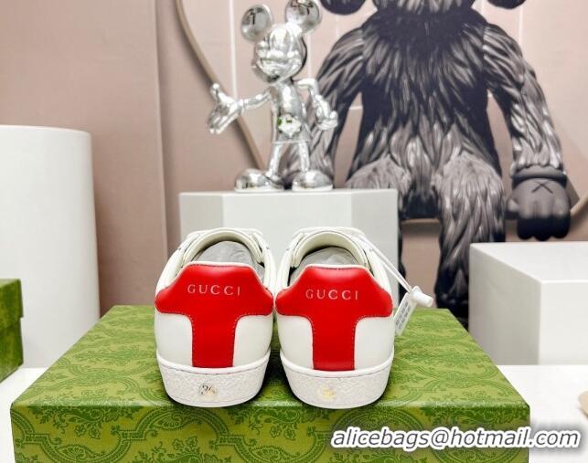 Pretty Style Gucci x Adidas Gazelle Silky Calfskin Sneakers White/Red 406041