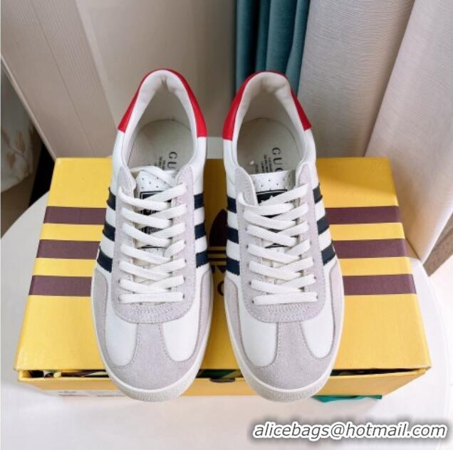 Stylish adidas x Gucci Gazelle Leather and Suede Low-top Sneakers White/Grey 024003