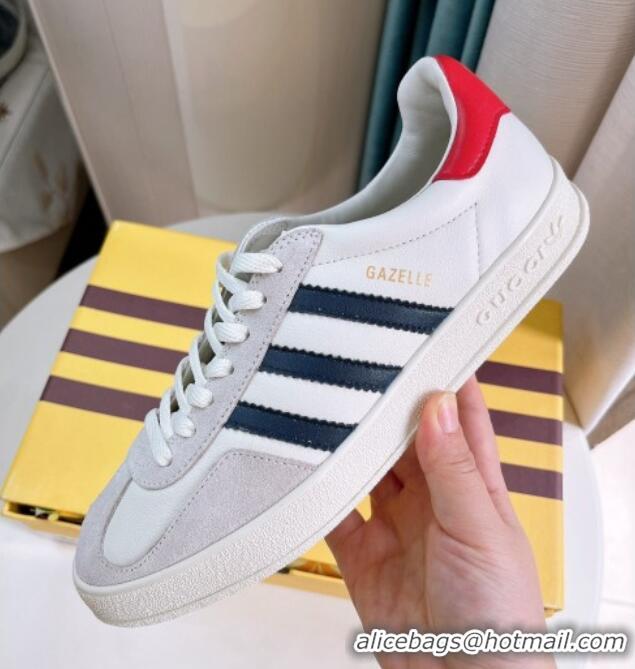 Stylish adidas x Gucci Gazelle Leather and Suede Low-top Sneakers White/Grey 024003