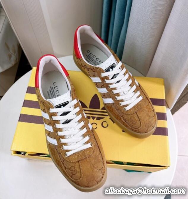 Sumptuous adidas x Gucci Gazelle GG Canvas Low-top Sneakers Yellow 024006