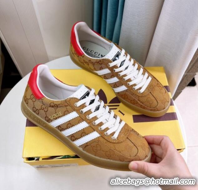 Sumptuous adidas x Gucci Gazelle GG Canvas Low-top Sneakers Yellow 024006